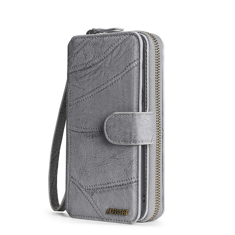 HKM-029523 Leather Wallet Case for Samsung Galaxy Phones, TPU+PC, Solid Color, Black, Gray, Wine Red