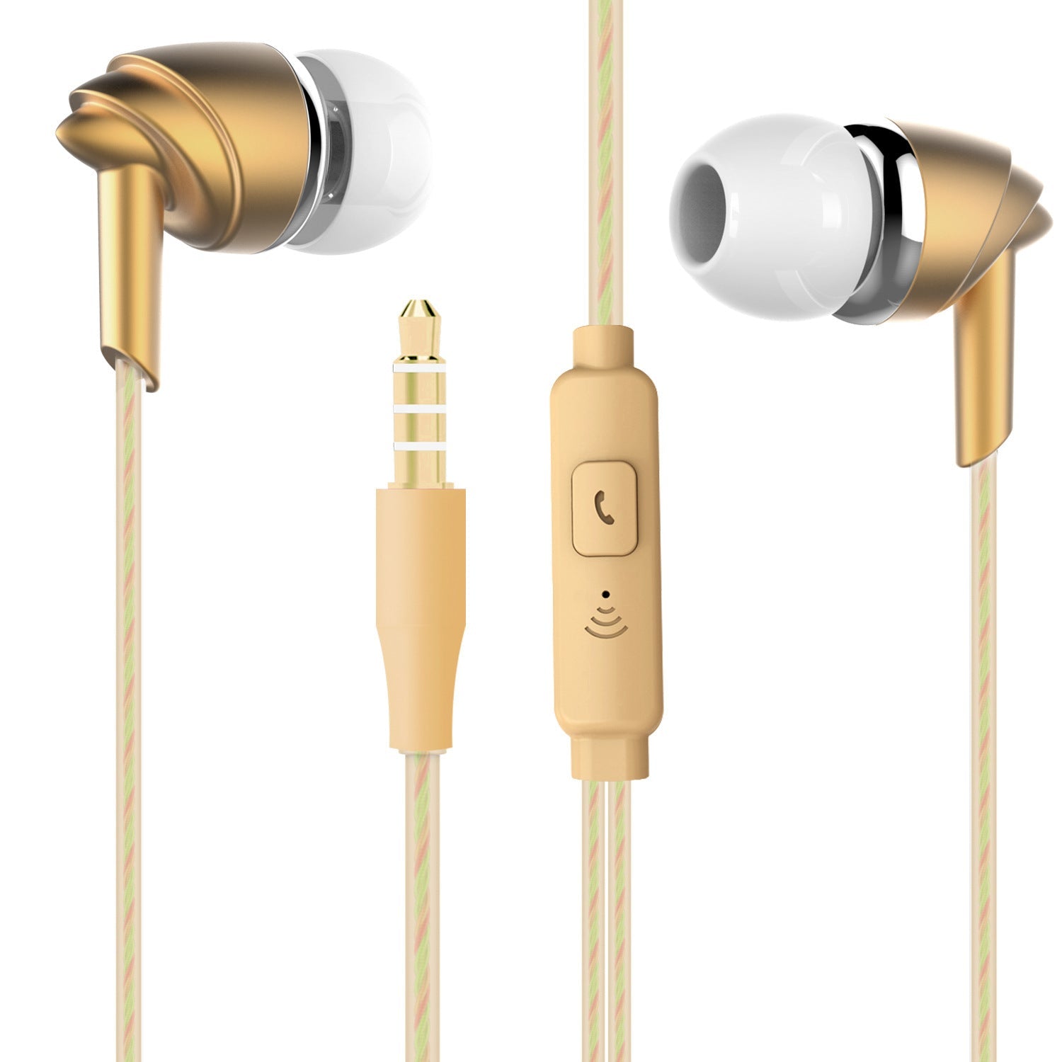HKM-029587 Universal In-Ear Subwoofer Earplugs with Wired Connectivity for Android, iOS, and WindowsMobile – Available in Gold, Rose Gold, and Silver