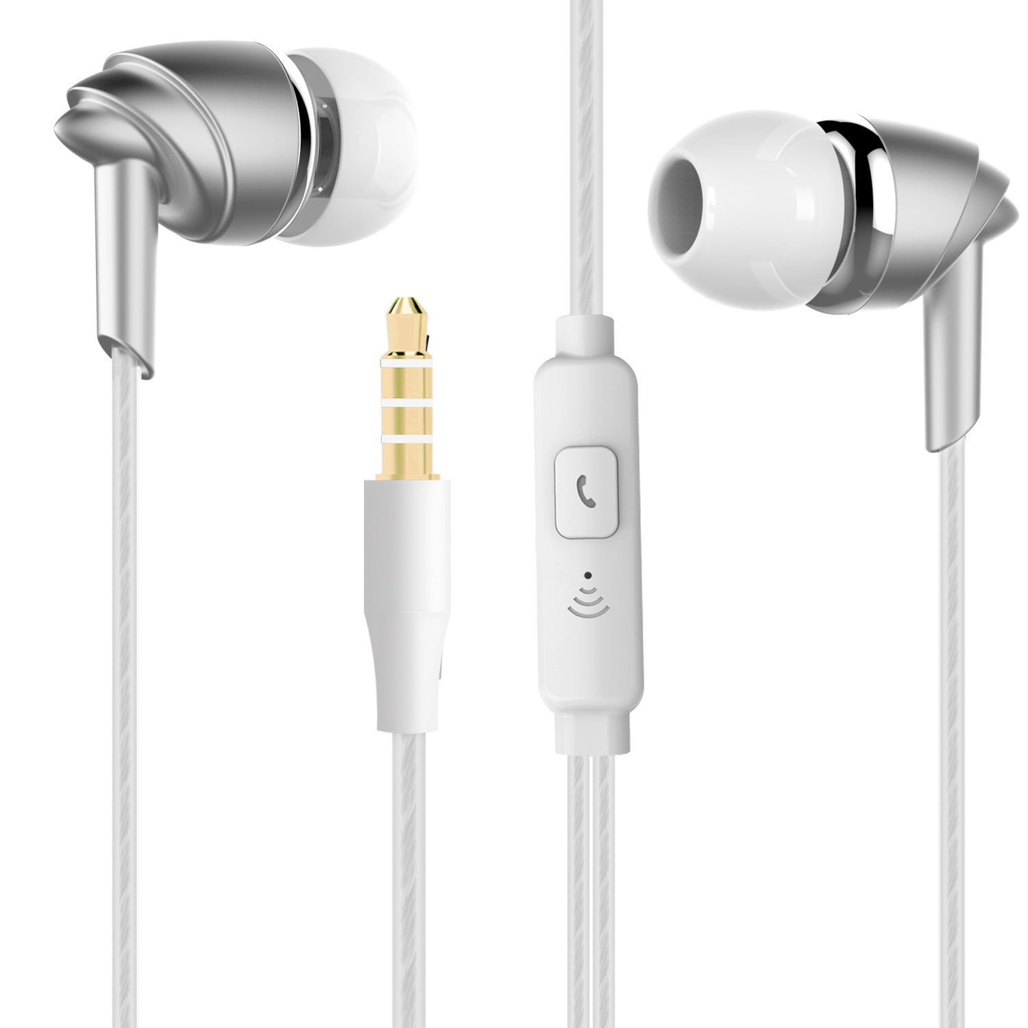HKM-029587 Universal In-Ear Subwoofer Earplugs with Wired Connectivity for Android, iOS, and WindowsMobile – Available in Gold, Rose Gold, and Silver