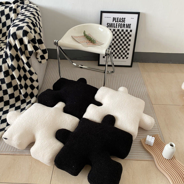 HKM-029651 Creative Puzzle-Shaped Cushion – 3D Soft Plush Pillow for Living Room, Office, and Home Decoration