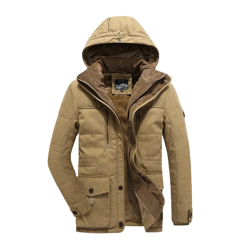 HKM-029651 Men's Jacket Sets Mens Winter Jacket CoatThickened Waterproof Canvas Coat Zipper Closure Windproof Clothing Men's Coats