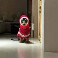HKM-0297533 Warm Plush Dachshund Hat with Scarf for Pets - Little Red Riding Hood Style