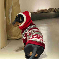 HKM-0297533 Warm Plush Dachshund Hat with Scarf for Pets - Little Red Riding Hood Style