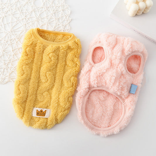 HKM-0298301 Cozy Double-Sided Fleece Vest for Pets ¨C Warm Coral Fleece in Multiple Colors and Sizes