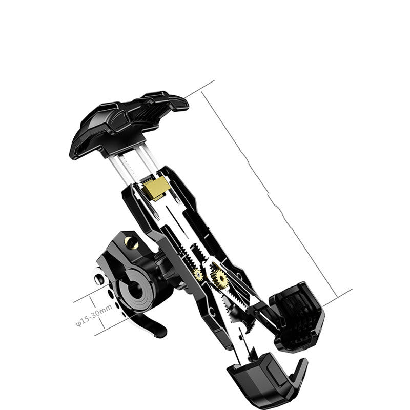 HKM-029971 Universal Aluminum Alloy Mobile Phone Holder for Cars, Motorcycles, and Bicycles - Creative Push-Pull Design