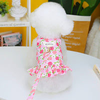 HKM-0300477 Fruit-Themed Dog Skirt with Leash ¨C Cotton Princess Style in Strawberry, Pineapple, and Apple