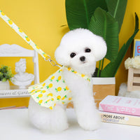 HKM-0300477 Fruit-Themed Dog Skirt with Leash ¨C Cotton Princess Style in Strawberry, Pineapple, and Apple