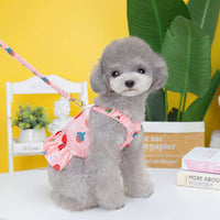 HKM-0300477 Fruit-Themed Dog Skirt with Leash ¨C Cotton Princess Style in Strawberry, Pineapple, and Apple