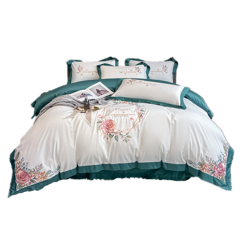 HKM-030099 Cotton Embroidery Bedding Set - 4-Piece Collection for Full, Queen, and King Beds