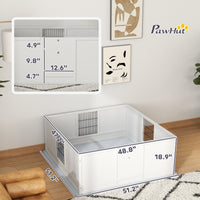 HKM-0301373 Large Dog Whelping Box with Washable Pee Pad and Adjustable Height Door, 49" x 47" x 19"