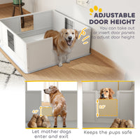 HKM-0301373 Large Dog Whelping Box with Washable Pee Pad and Adjustable Height Door, 49" x 47" x 19"