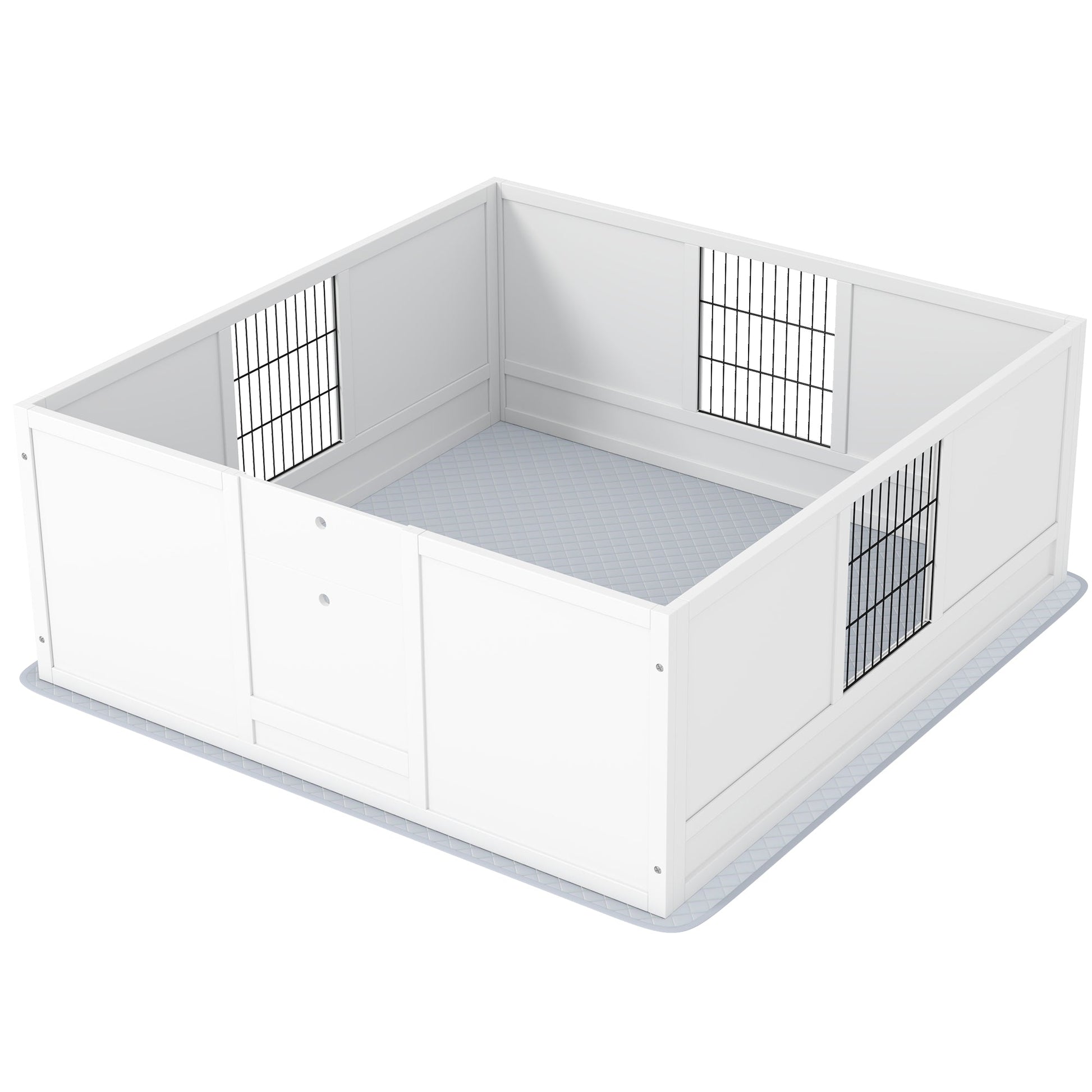 HKM-0301373 Large Dog Whelping Box with Washable Pee Pad and Adjustable Height Door, 49" x 47" x 19"