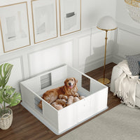 HKM-0301373 Large Dog Whelping Box with Washable Pee Pad and Adjustable Height Door, 49" x 47" x 19"