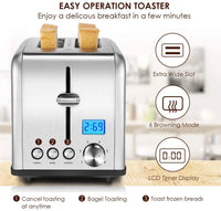 HKM-030163 Digital 2 Slice Toaster with LCD Display - Smart Kitchen Appliance for Precise Toasting