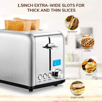HKM-030163 Digital 2 Slice Toaster with LCD Display - Smart Kitchen Appliance for Precise Toasting