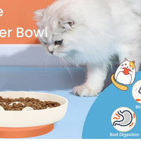 HKM-0301885 Cat Slow Feeding Bowl with Raised Edge, Non-Slip Base, and Easy-Clean Design