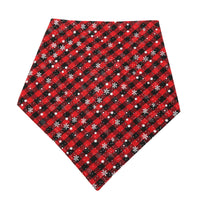 HKM-0303293 Festive Pet Triangle Towel for Dogs – Red and Green Snowflake Patterns, S & L Sizes Available