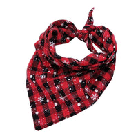 HKM-0303293 Festive Pet Triangle Towel for Dogs – Red and Green Snowflake Patterns, S & L Sizes Available