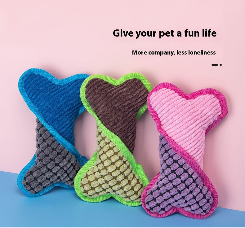 HKM-0305341 Plush Dog Voice Bone Toy for Teeth Grinding - Soft Sound Making Fun
