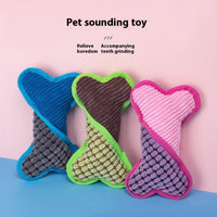 HKM-0305341 Plush Dog Voice Bone Toy for Teeth Grinding - Soft Sound Making Fun