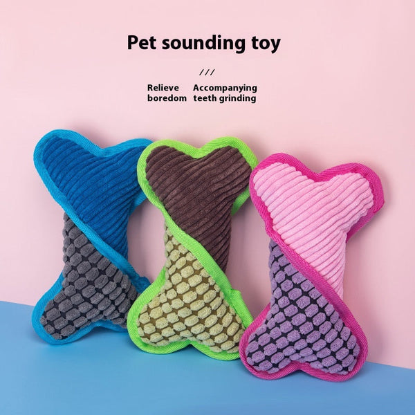 HKM-0305341 Plush Dog Voice Bone Toy for Teeth Grinding - Soft Sound Making Fun