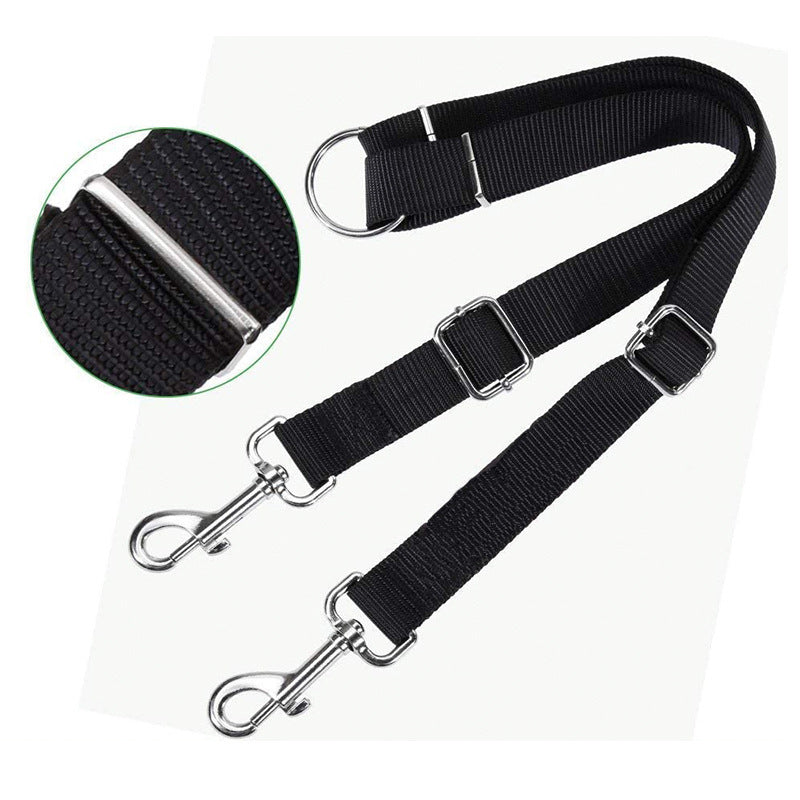 HKM-0305469 Dual-Headed Nylon Dog Leash for Convenient Pet Control