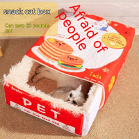 HKM-0305725 Cozy Fully Enclosed Cloth Cat Nest in Red and Blue - Available in Small and Large Sizes