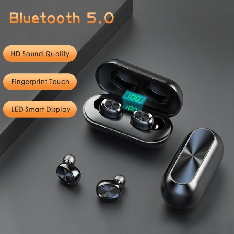 HKM-030611 B5 Digital Display TWS 5.0 Bluetooth Stereo Headset with Battery Indicator and Voice Control