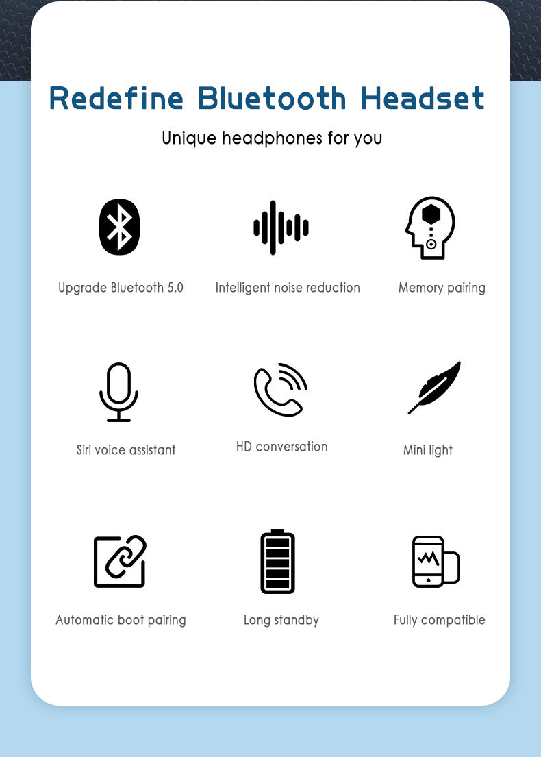 HKM-030611 B5 Digital Display TWS 5.0 Bluetooth Stereo Headset with Battery Indicator and Voice Control