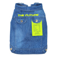 HKM-0306237 Light Blue Denim Vest & Green Plaid Shirt Set for Small to Medium Dogs and Cats