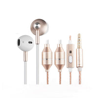 HKM-030739 Wired Earplug Headphones with Microphone and Radiation-Proof Air Duct – Rose Gold and Local Gold Options