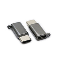 HKM-030803 Universal Type-C to Micro USB Adapter for Android Devices, Nickel Plated, Black