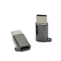 HKM-030803 Universal Type-C to Micro USB Adapter for Android Devices, Nickel Plated, Black