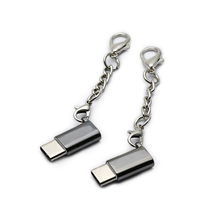 HKM-030803 Universal Type-C to Micro USB Adapter for Android Devices, Nickel Plated, Black