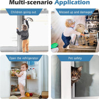 HKM-0308925 Adjustable Cat Door Latch with Door Stopper – Pet Safe Foam Guard for Cats, Child & Dog Proof, Easy Install