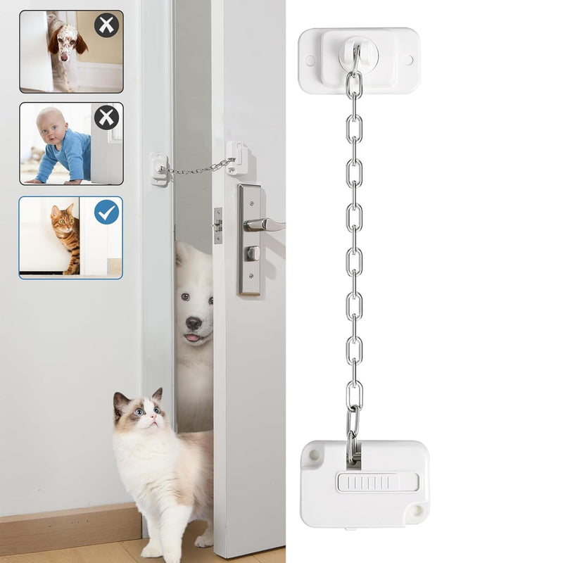 HKM-0308925 Adjustable Cat Door Latch with Door Stopper – Pet Safe Foam Guard for Cats, Child & Dog Proof, Easy Install