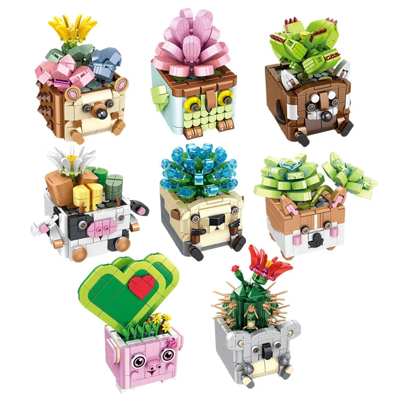 HKM-030995 Animal Succulent 3D Puzzle Building Block Set for Kids and Teens
