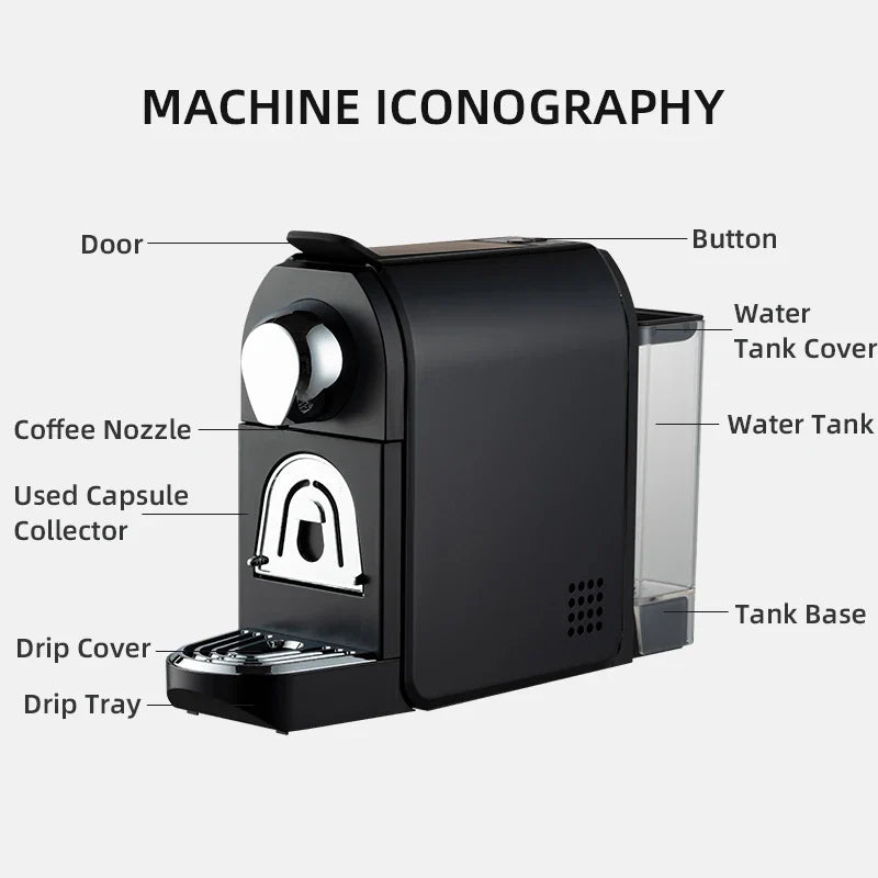 HKM-030995 Automatic Single Serve Capsule Coffee Maker with 19 Bar Pressure for Home and Commercial Use