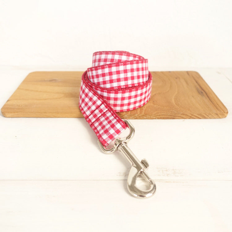HKM-0311229 Red Polyester Pet Traction Rope with Dining Lattice Design