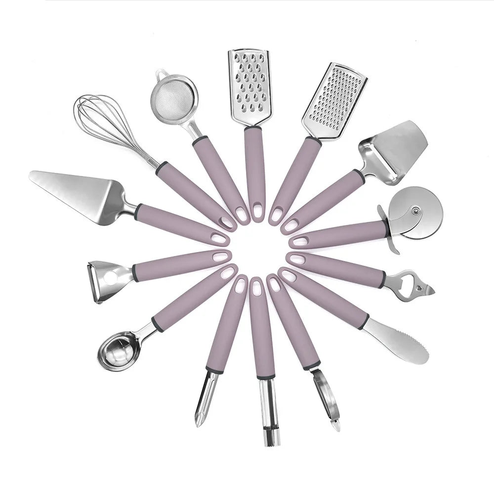 HKM-031123 14-Piece Multi-Functional Stainless Steel Kitchenware Set for Baking and Food Preparation