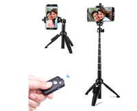 HKM-031123 Adjustable Selfie Stick Tripod for Mobile Phones, Collapsible Aluminum Alloy, Black, Compatible with iPhone Models