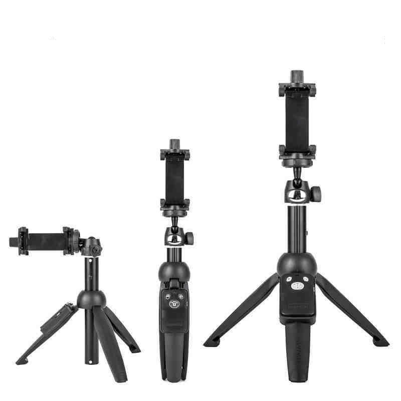 HKM-031123 Adjustable Selfie Stick Tripod for Mobile Phones, Collapsible Aluminum Alloy, Black, Compatible with iPhone Models