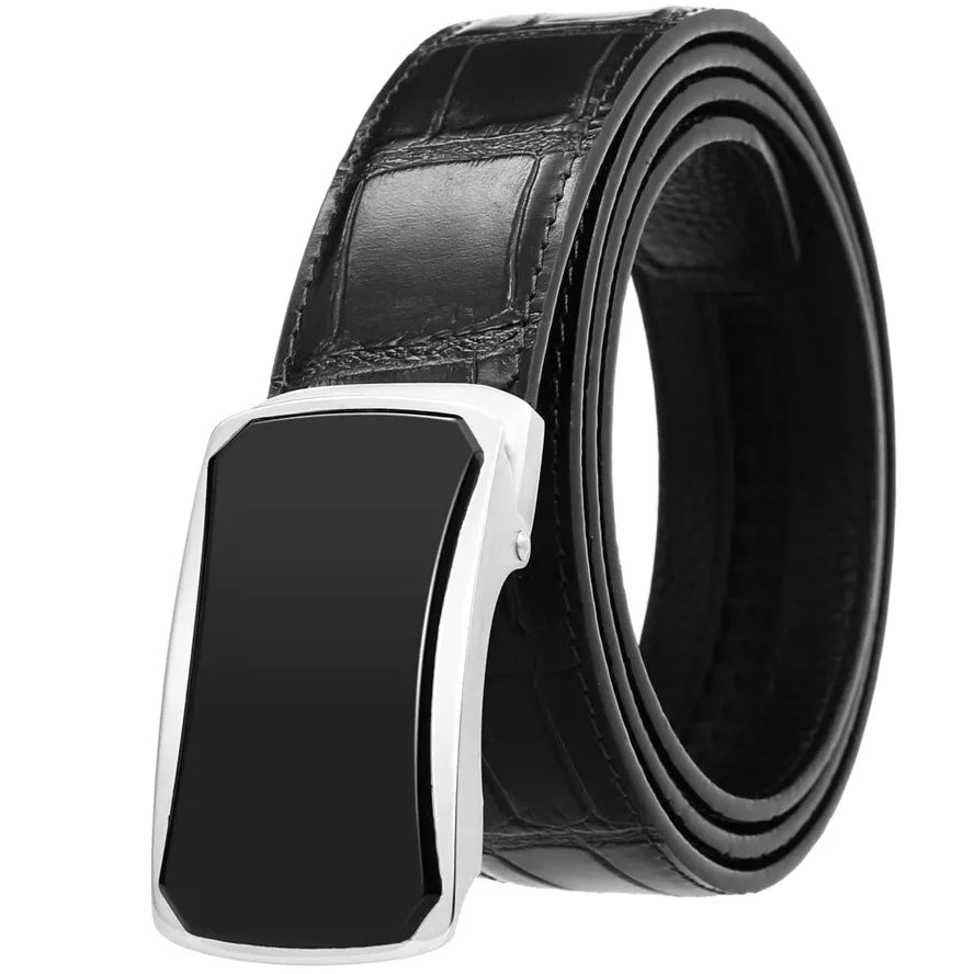 HKM-031123 Business Casual Stainless Steel Belt with Patch Buckle for Men - Model LY36-61317-8