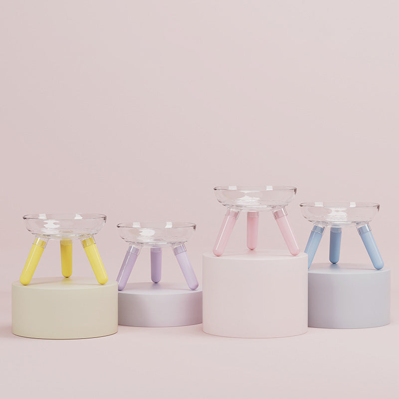 HKM-0311613 Anti-Knock Transparent Glass Pet Feeding Bowl for Cats and Dogs - Stable Design, Available in Multiple Colors