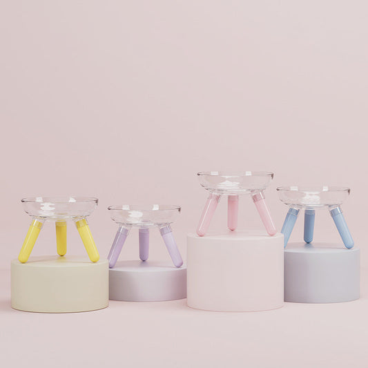 HKM-0311613 Anti-Knock Transparent Glass Pet Feeding Bowl for Cats and Dogs - Stable Design, Available in Multiple Colors