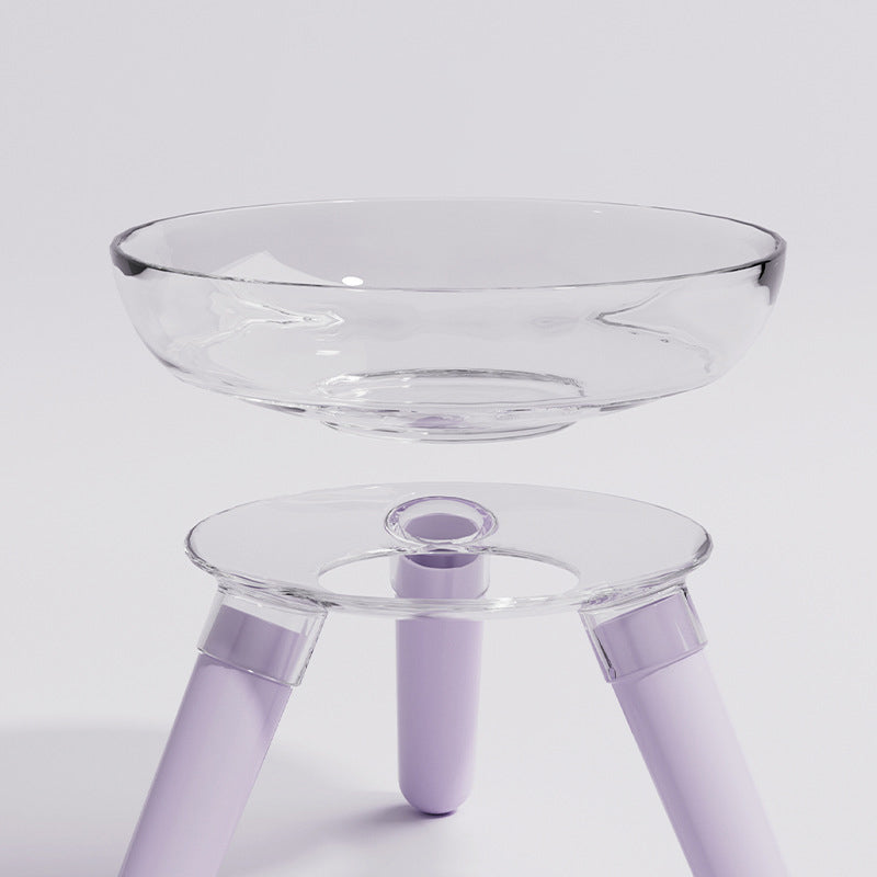 HKM-0311613 Anti-Knock Transparent Glass Pet Feeding Bowl for Cats and Dogs - Stable Design, Available in Multiple Colors