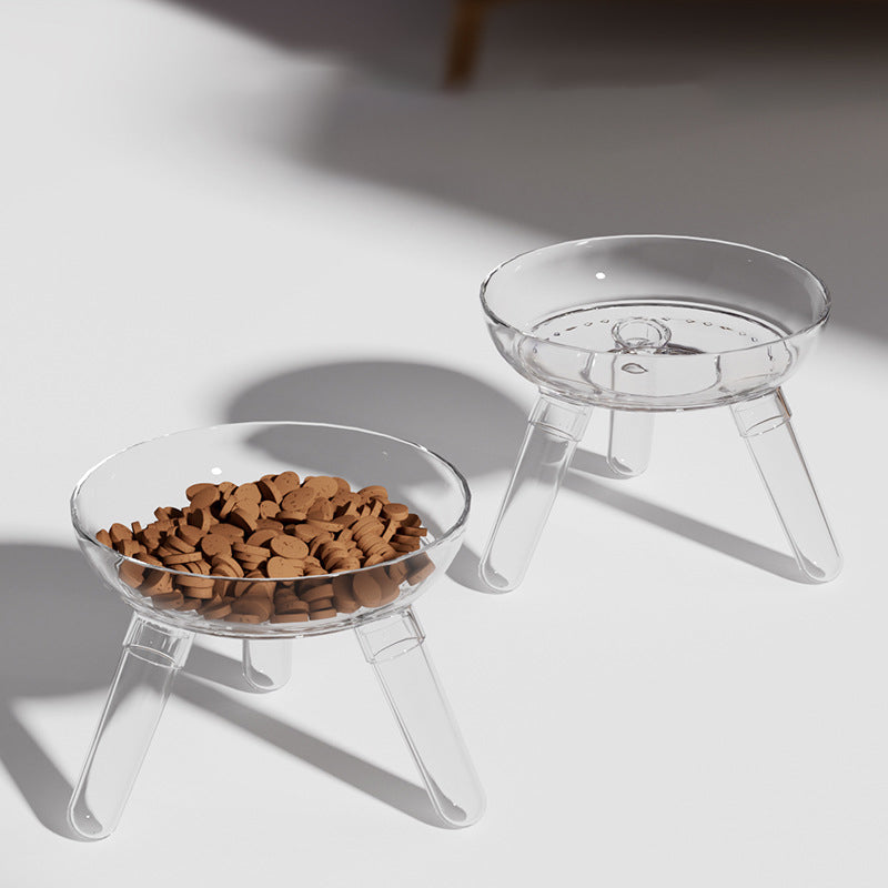 HKM-0311613 Anti-Knock Transparent Glass Pet Feeding Bowl for Cats and Dogs - Stable Design, Available in Multiple Colors