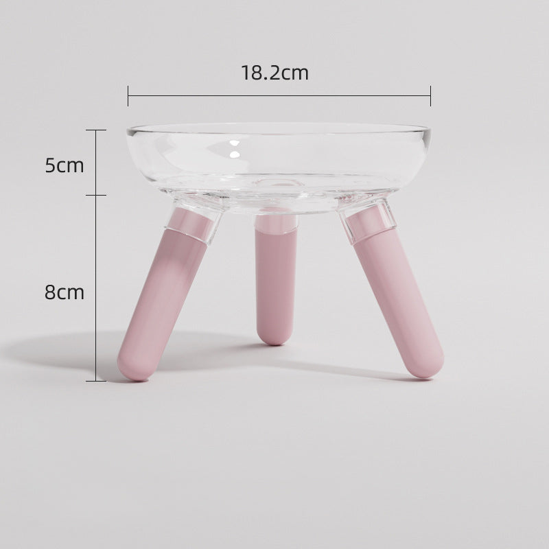HKM-0311613 Anti-Knock Transparent Glass Pet Feeding Bowl for Cats and Dogs - Stable Design, Available in Multiple Colors
