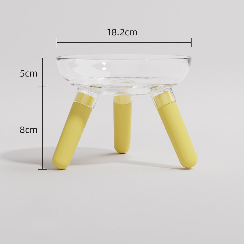 HKM-0311613 Anti-Knock Transparent Glass Pet Feeding Bowl for Cats and Dogs - Stable Design, Available in Multiple Colors