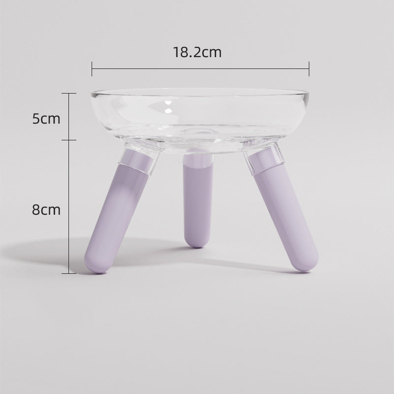 HKM-0311613 Anti-Knock Transparent Glass Pet Feeding Bowl for Cats and Dogs - Stable Design, Available in Multiple Colors